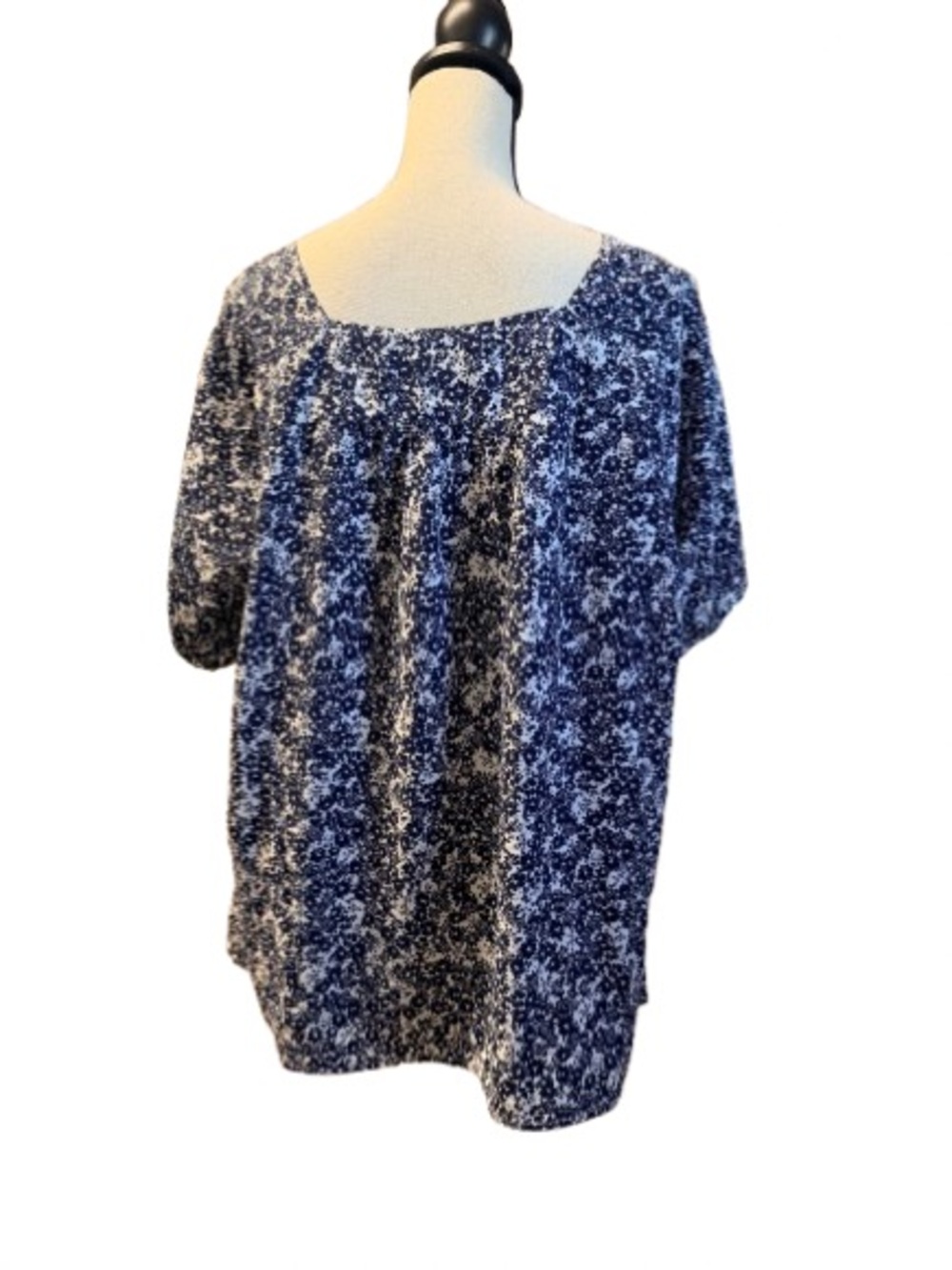 Savanna Jane Blue White Floral Embroidered Boho Peasant Blouse 1X Cottagecore - Picture 4 of 6